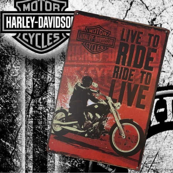 Harley-Davidson Live To Ride Ride To Live Metal Decor Wall Art Sign - Picture 15 of 15
